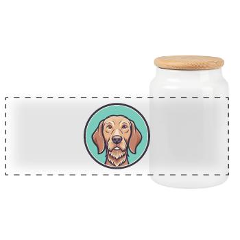 Wirehaired Vizsla Hunderasse Cartoon Kawaii Clipart - Panorama Keksdose mit Holzdeckel - Weiß - Vorne