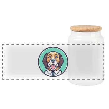 St Johns Water Dog Breed Cartoon Kawaii Clipart - Panoramic Cookie Jar with Wooden Lid - white - Front