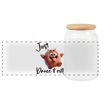 Just dance it out! - Panoramic Cookie Jar with Wooden Lid - white - Front