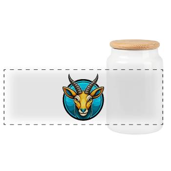 Antelope Colorful Kawaii Cartoon Character Clipart - Panoramic Cookie Jar with Wooden Lid - white - Front
