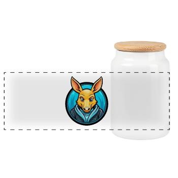 Aardvark Colorful Kawaii Cartoon Character Clipart - Panoramic Cookie Jar with Wooden Lid - white - Front