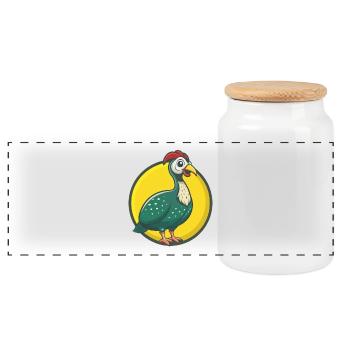 pintade mignon kawaii dessin animé clipart animal de compagnie - Boîte à biscuits avec couvercle en bois - blanc - Devant
