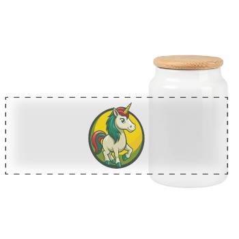 Einhorn süße Kawaii Cartoon Clipart Haustier Tier - Panorama Keksdose mit Holzdeckel - Weiß - Vorne