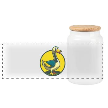 Oie mignon Kawaii dessin animé Clipart Animal de compagnie - Boîte à biscuits avec couvercle en bois - blanc - Devant