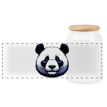 Panda - Panorama Keksdose mit Holzdeckel - Weiß - Vorne