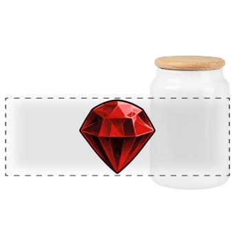 Precious Red Ruby Gemstone - Panoramic Cookie Jar with Wooden Lid - white - Front