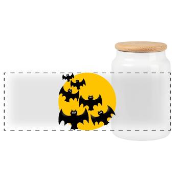 Chauves-souris d’Halloween - Boîte à biscuits avec couvercle en bois - blanc - Devant