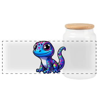 Gecko - Boîte à biscuits avec couvercle en bois - blanc - Devant