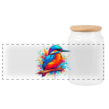 Martin-pêcheur - Boîte à biscuits avec couvercle en bois - blanc - Devant
