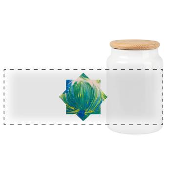 Motif d’étoile - peint à la main par Martina Eßer - Boîte à biscuits avec couvercle en bois - blanc - Devant