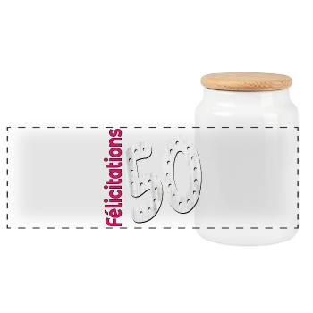 Félicitations 50ème anniversaire - Boîte à biscuits avec couvercle en bois - blanc - Devant