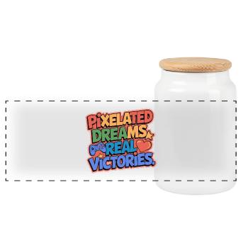 RÊVES PIXÉLISÉS, VRAIES VICTOIRES, JEUX - Boîte à biscuits avec couvercle en bois - blanc - Devant