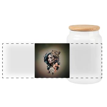 L’interaction entre le monde animal et le monde humain - Boîte à biscuits avec couvercle en bois - blanc - Devant
