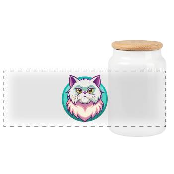 Colorpoint Persische Katze Rasse Cartoon Kawaii Tier - Panorama Keksdose mit Holzdeckel - Weiß - Vorne