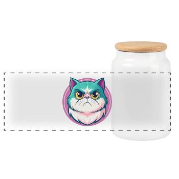 Exotique Shorthair Chat Race Dessin Animé Kawaii Animal - Boîte à biscuits avec couvercle en bois - blanc - Devant