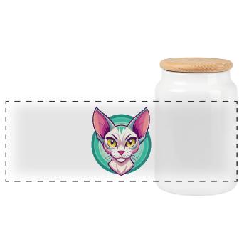 Orientalische Katzenrasse Karikatur Kawaii Tier Haustier - Panorama Keksdose mit Holzdeckel - Weiß - Vorne