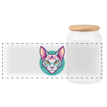 Ocicat Chat Race Dessin Animé Kawaii Animal Animal Pet - Boîte à biscuits avec couvercle en bois - blanc - Devant