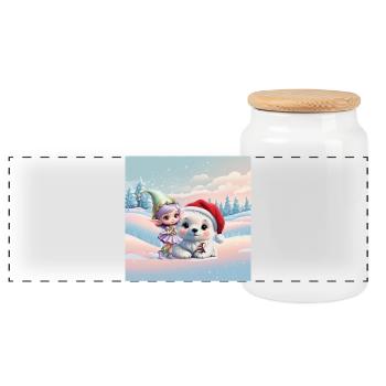 Des amis dans un monde fantastique. - Boîte à biscuits avec couvercle en bois - blanc - Devant