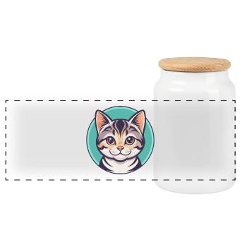Amerikanisch Kurzhaar Katze Rasse Karikatur Kawaii Tier - Panorama Keksdose mit Holzdeckel - Weiß - Vorne