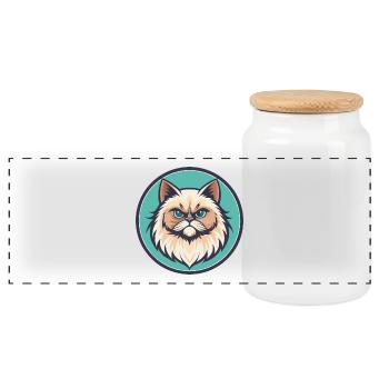 Colorpoint Persische Katze Rasse Cartoon Kawaii Tier - Panorama Keksdose mit Holzdeckel - Weiß - Vorne