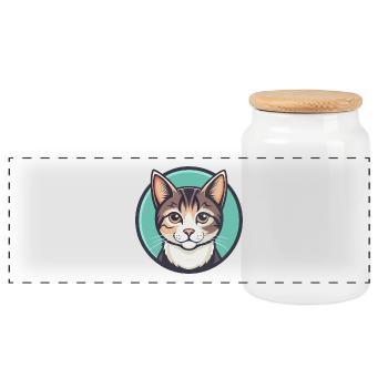 Hauskatze Rasse Karikatur Kawaii Tier Haustier - Panorama Keksdose mit Holzdeckel - Weiß - Vorne