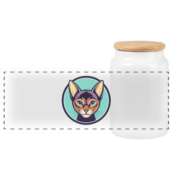 Havanna Braune Katze Rasse Karikatur Kawaii Tier Haustier - Panorama Keksdose mit Holzdeckel - Weiß - Vorne