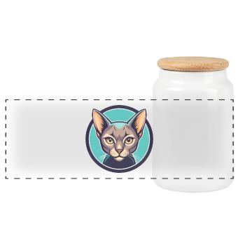 Russische Blaue Katze Rasse Karikatur Kawaii Tier Haustier - Panorama Keksdose mit Holzdeckel - Weiß - Vorne