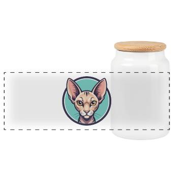 Orientalische Katzenrasse Karikatur Kawaii Tier Haustier - Panorama Keksdose mit Holzdeckel - Weiß - Vorne