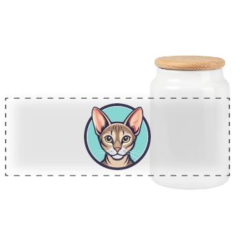 Singapura Katzenrasse Karikatur Kawaii Tier Haustier - Panorama Keksdose mit Holzdeckel - Weiß - Vorne