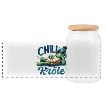 Chillige Kröte Schildkröte cool chillen Geschenk - Panorama Keksdose mit Holzdeckel - Weiß - Vorne