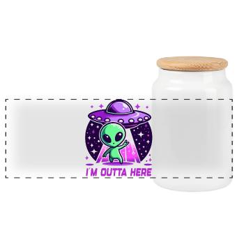 Extraterrestre, je suis hors d’ici Extraterrestres - Boîte à biscuits avec couvercle en bois - blanc - Devant