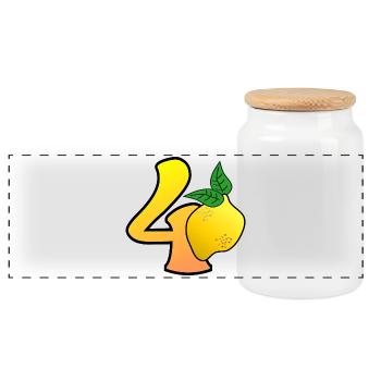 40th Birthday - Forty - Lemons - Panoramic Cookie Jar with Wooden Lid - white - Front