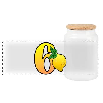 NUMBER 60TH BIRTHDAY - LEMON - Panoramic Cookie Jar with Wooden Lid - white - Front
