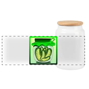 GHERKINS, PICKLES, CUCUMBER SALAD, CUCUMBER - Panoramic Cookie Jar with Wooden Lid - white - Front