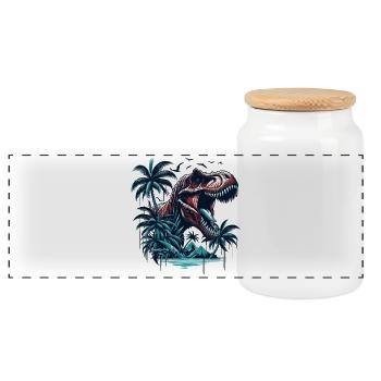 T-Rex rugit dinosaure Dino cadeau - Boîte à biscuits avec couvercle en bois - blanc - Devant