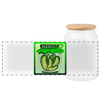 THANK YOU CUCUMBER PICKLES - Panoramic Cookie Jar with Wooden Lid - white - Front