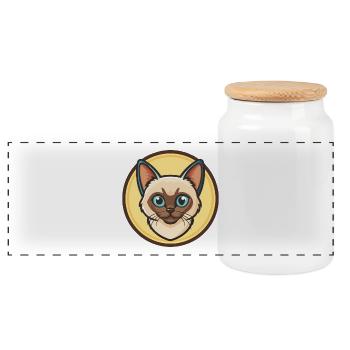 Chat Balinais Race Dessin animé Kawaii Animal Pet - Boîte à biscuits avec couvercle en bois - blanc - Devant