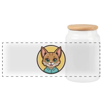 Aigle Chat Race Dessin Animé Kawaii Animal Pet - Boîte à biscuits avec couvercle en bois - blanc - Devant