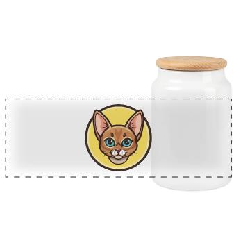Chat Abyssin Race Dessin Animé Kawaii Animal Pet - Boîte à biscuits avec couvercle en bois - blanc - Devant