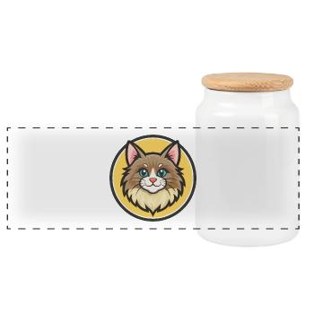 Norwegische Waldkatze Rasse Karikatur Kawaii Tier - Panorama Keksdose mit Holzdeckel - Weiß - Vorne