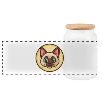 Siamkatze Rasse Karikatur Kawaii Tier Haustier - Panorama Keksdose mit Holzdeckel - Weiß - Vorne