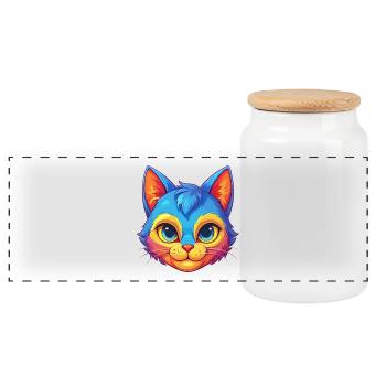Bambino Chat Race Dessin Animé Kawaii Animal Pet - Boîte à biscuits avec couvercle en bois - blanc - Devant