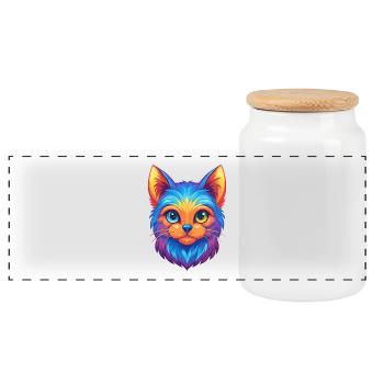Chat York Chocolat Race Dessin Animé Kawaii Animal De Compagnie - Boîte à biscuits avec couvercle en bois - blanc - Devant
