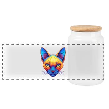 Siamkatze Rasse Cartoon Kawaii Tier Haustier - Panorama Keksdose mit Holzdeckel - Weiß - Vorne