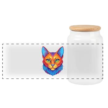 Somali Kurzhaar Katze Rasse Cartoon Kawaii Tier P - Panorama Keksdose mit Holzdeckel - Weiß - Vorne