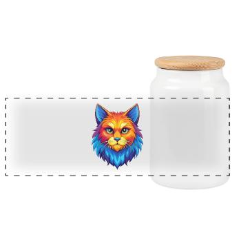 Ragamuffin Katzenrasse Cartoon Kawaii Tier Haustier - Panorama Keksdose mit Holzdeckel - Weiß - Vorne