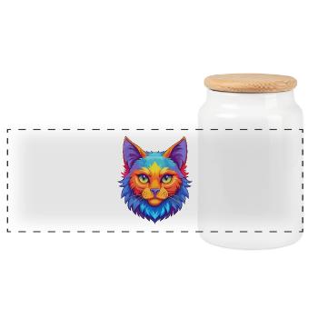 Laperm Chat Race Dessin Animé Kawaii Animal Pet - Boîte à biscuits avec couvercle en bois - blanc - Devant