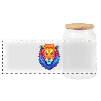 Liger Hybrid Löwe Tiger Katzenrasse Karikatur Kawaii A - Panorama Keksdose mit Holzdeckel - Weiß - Vorne