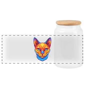 Europäische Burma-Katzenrasse Karikatur Kawaii Tier P - Panorama Keksdose mit Holzdeckel - Weiß - Vorne