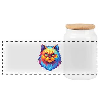 Colorpoint Persische Katze Rasse Karikatur Kawaii Tier - Panorama Keksdose mit Holzdeckel - Weiß - Vorne